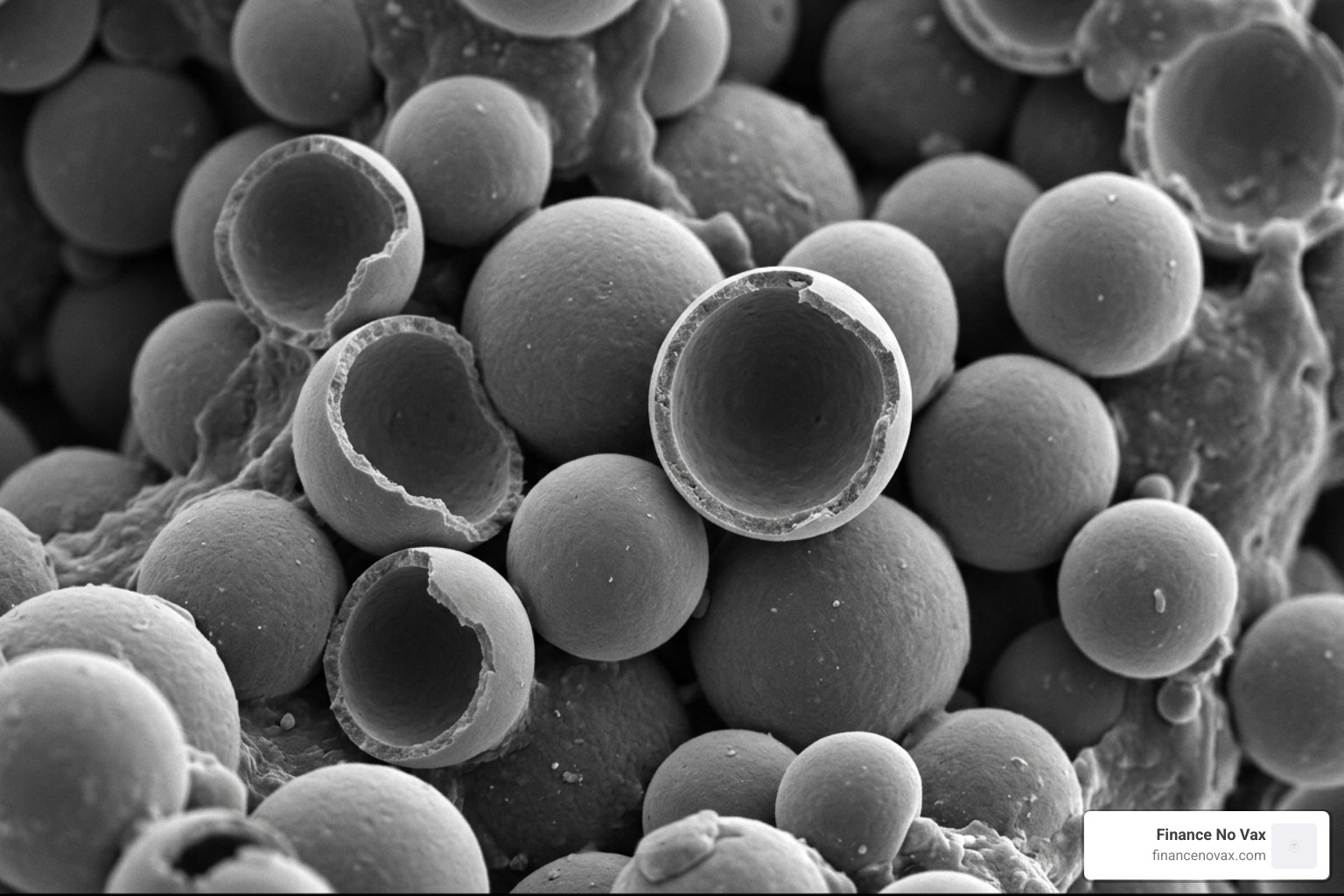 Microscopic view of ceramic microspheres used in sound reducing paint - sound reducing paint Microscopic view of ceramic microspheres used in sound reducing paint - sound reducing paint