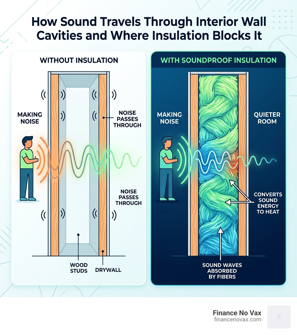 How sound travels through interior wall cavities and where insulation blocks it - best soundproof insulation for interior