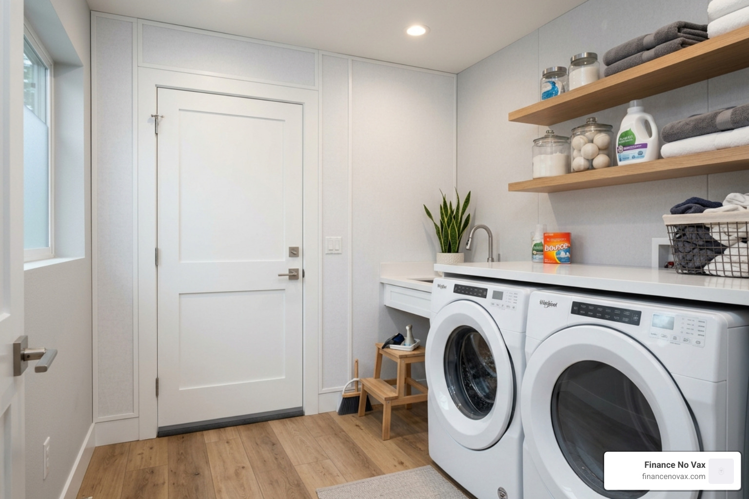 Soundproofed laundry room with door sweep installed - universal fit noise door sweep Soundproofed laundry room with door sweep installed - universal fit noise door sweep