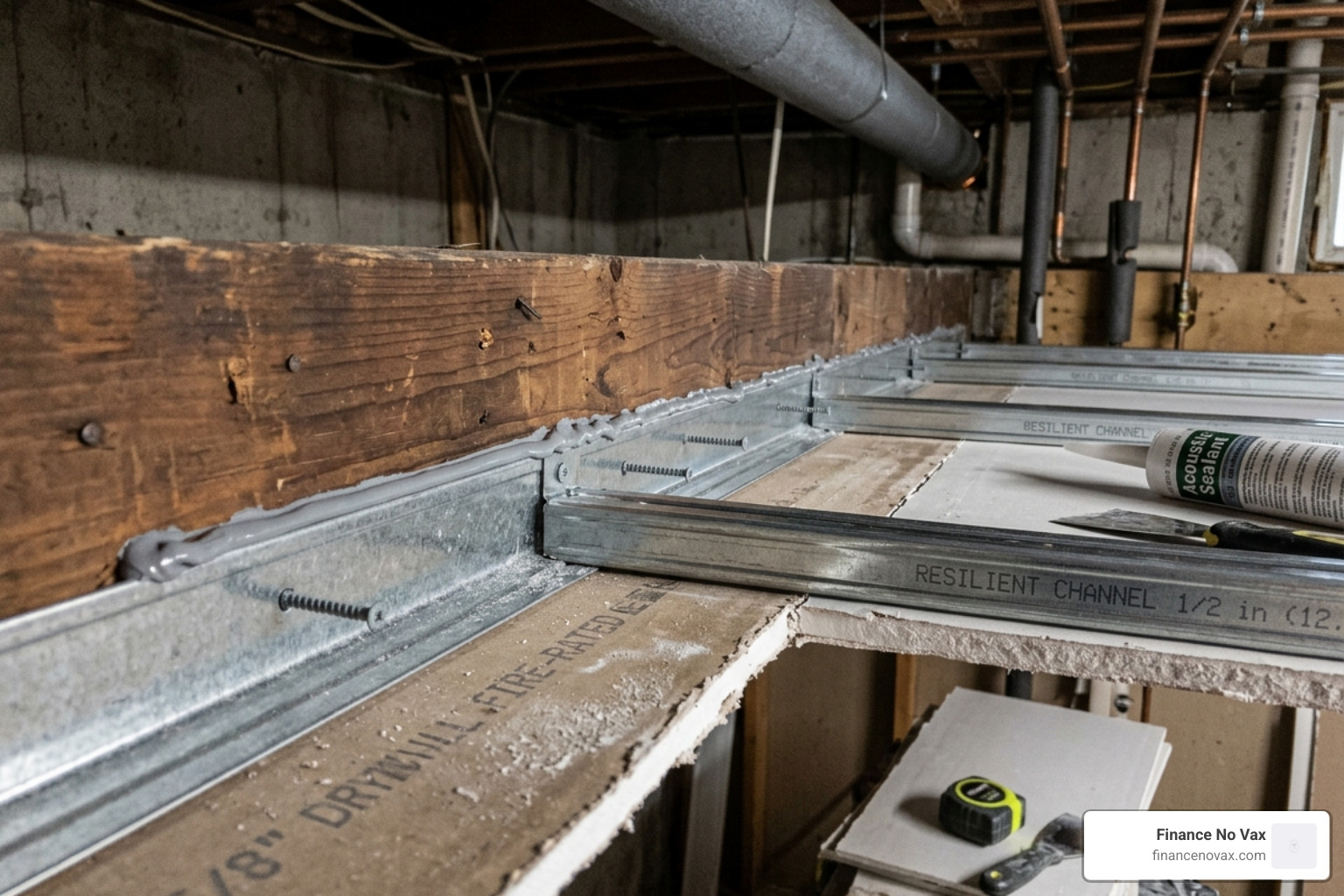 resilient channel installation on a basement ceiling - best way to soundproof basement