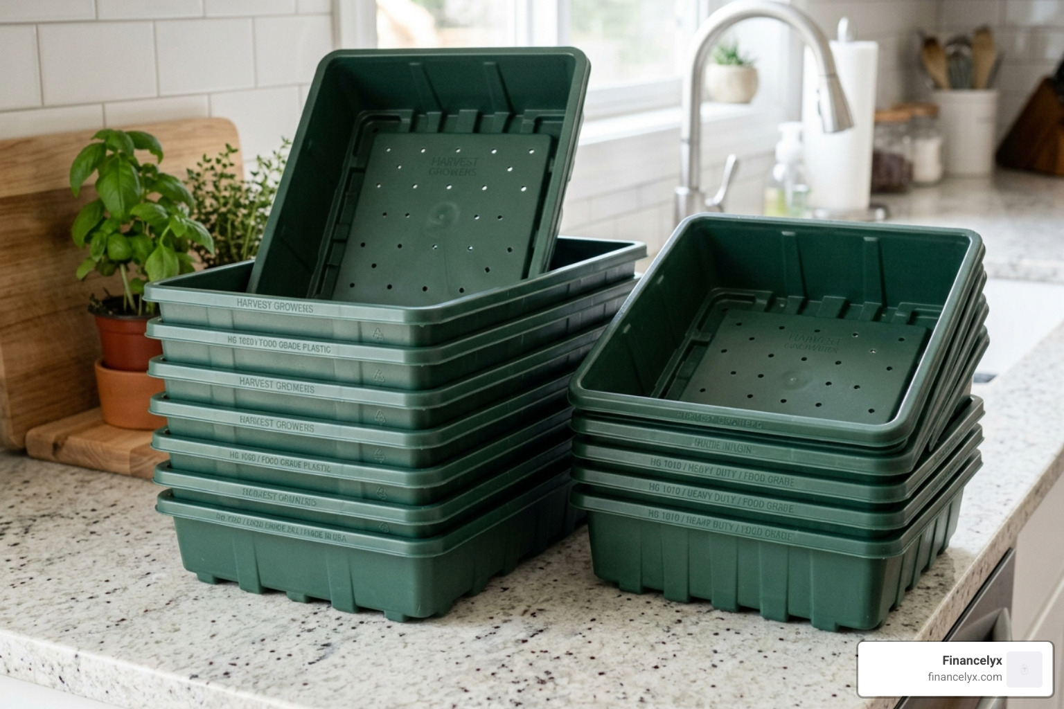 Heavy duty 1020 and 1010 microgreen trays stacked - microgreens growing system