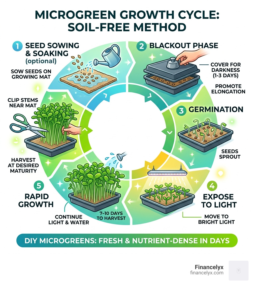 Microgreen growth cycle from seed to harvest infographic - diy microgreen kit infographic Microgreen growth cycle from seed to harvest infographic - diy microgreen kit infographic
