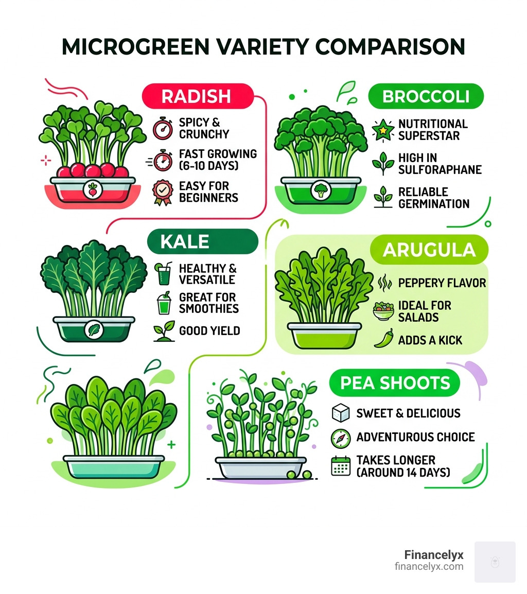 Comparison of different microgreen varieties infographic - diy microgreen kit infographic Comparison of different microgreen varieties infographic - diy microgreen kit infographic