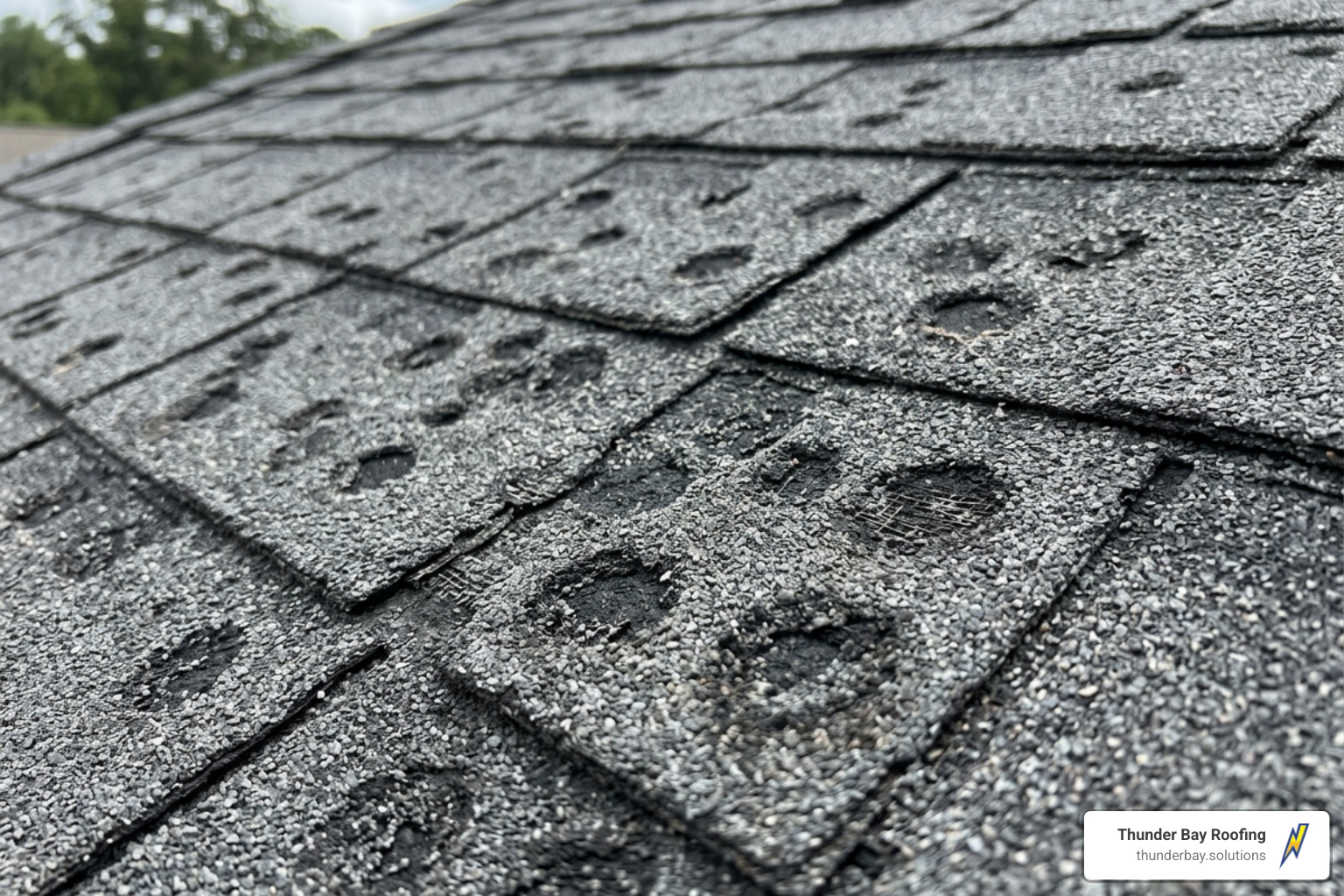 bruised asphalt shingles with circular patterns and granule loss - hail damage roof bruised asphalt shingles with circular patterns and granule loss - hail damage roof