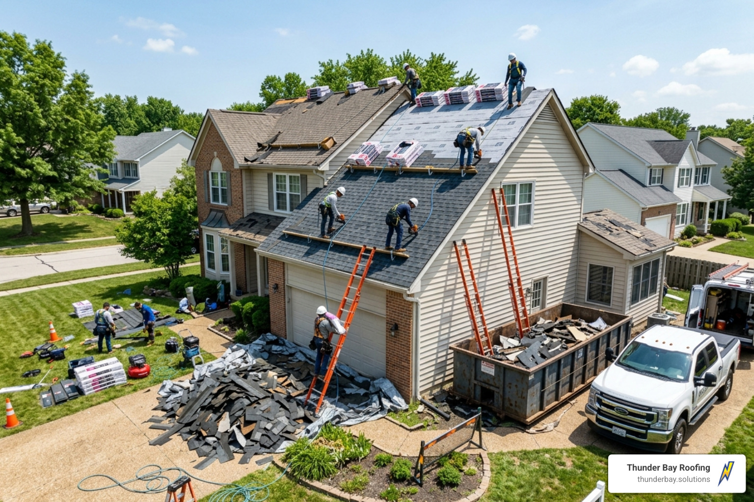 full roof replacement in progress after a major hailstorm - hail damage roof full roof replacement in progress after a major hailstorm - hail damage roof