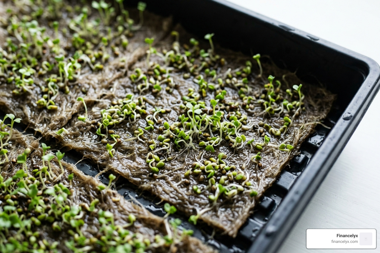 Biodegradable hemp mats used for soilless microgreen growing - microgreens without soil
