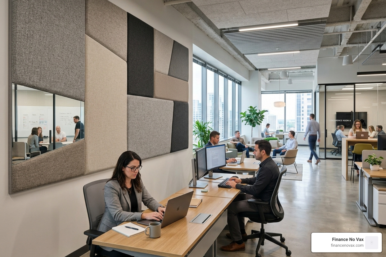 decorative fabric-wrapped wall panels in a modern office - noise cancelling panels for office decorative fabric-wrapped wall panels in a modern office - noise cancelling panels for office