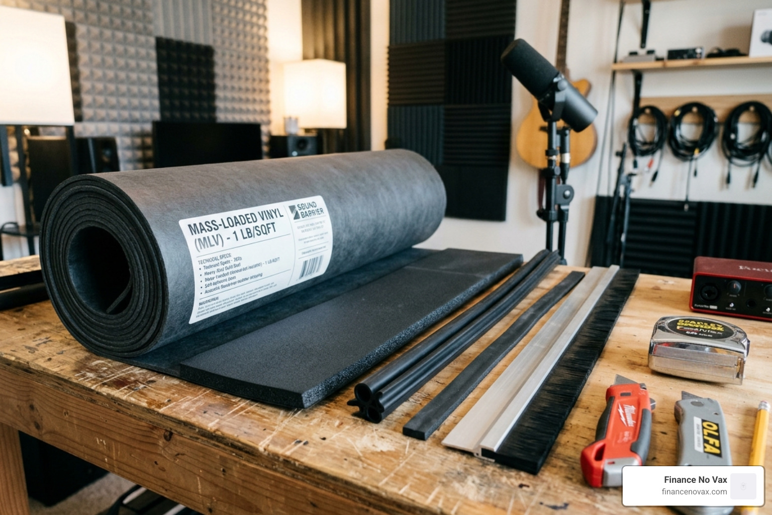 mass-loaded vinyl and door seal components for music rooms - soundproofing kit music room