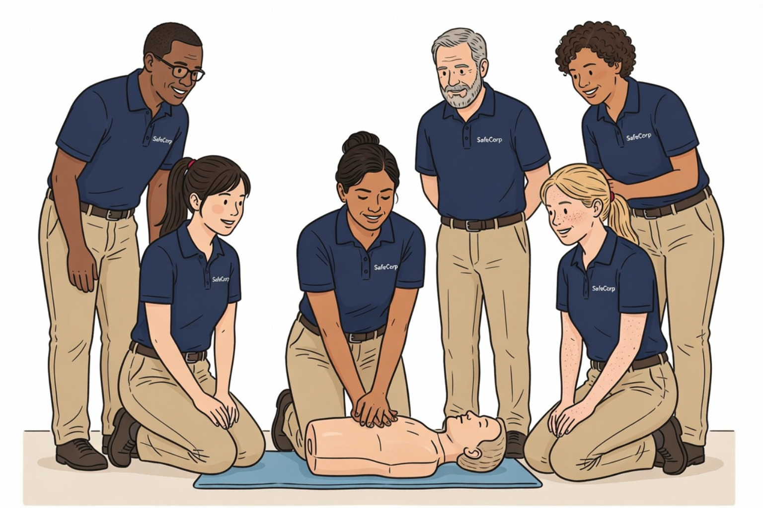 CPR manikin practice illustration showing chest compressions - Safety class Sonoma County CPR manikin practice illustration showing chest compressions - Safety class Sonoma County