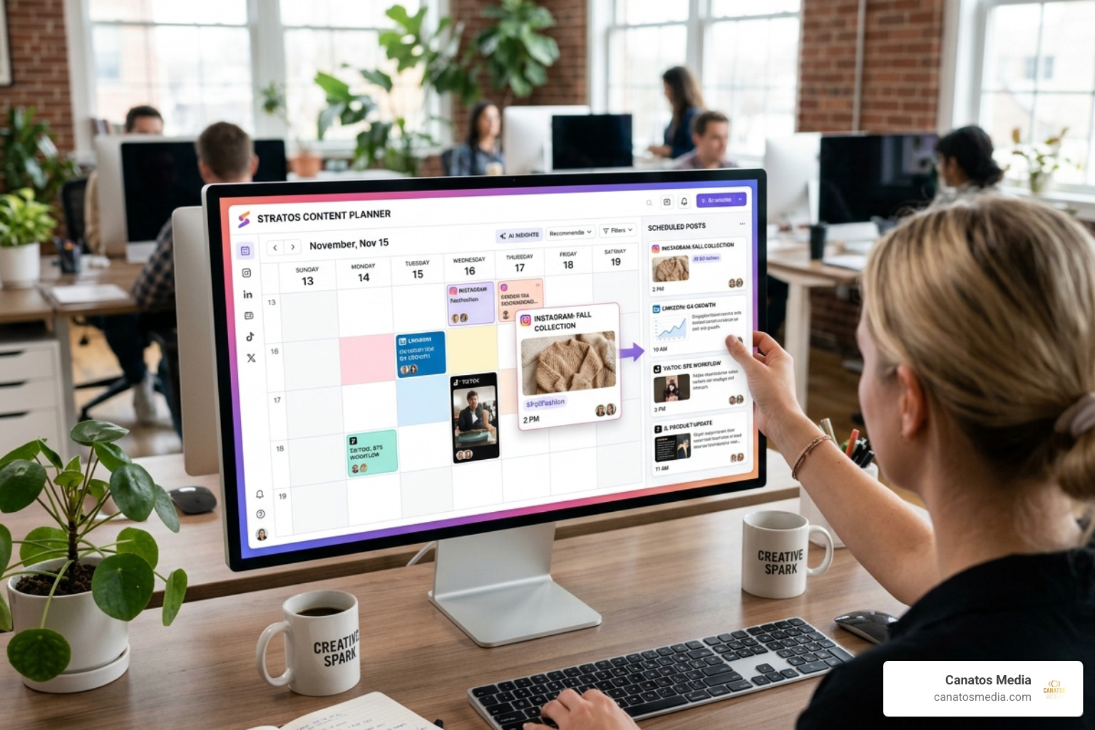 AI-powered content calendar showing multi-channel scheduling and drag-and-drop functionality - social content management AI-powered content calendar showing multi-channel scheduling and drag-and-drop functionality - social content management