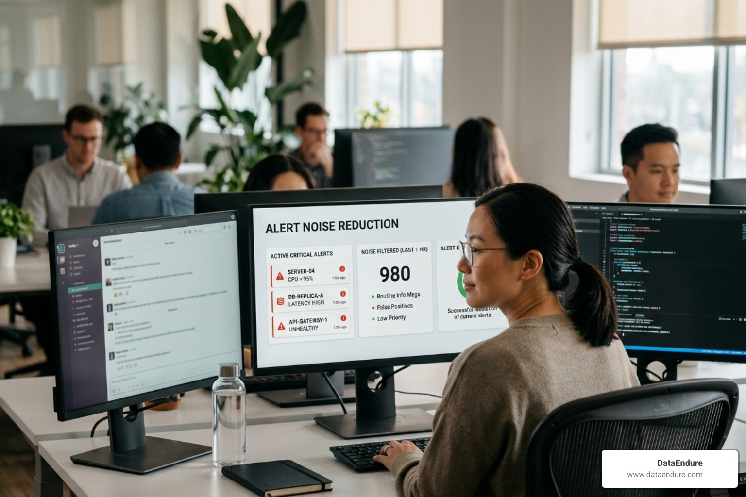 Alert correlation workflow showing how 100 events become 1 incident - reduce alert noise Alert correlation workflow showing how 100 events become 1 incident - reduce alert noise