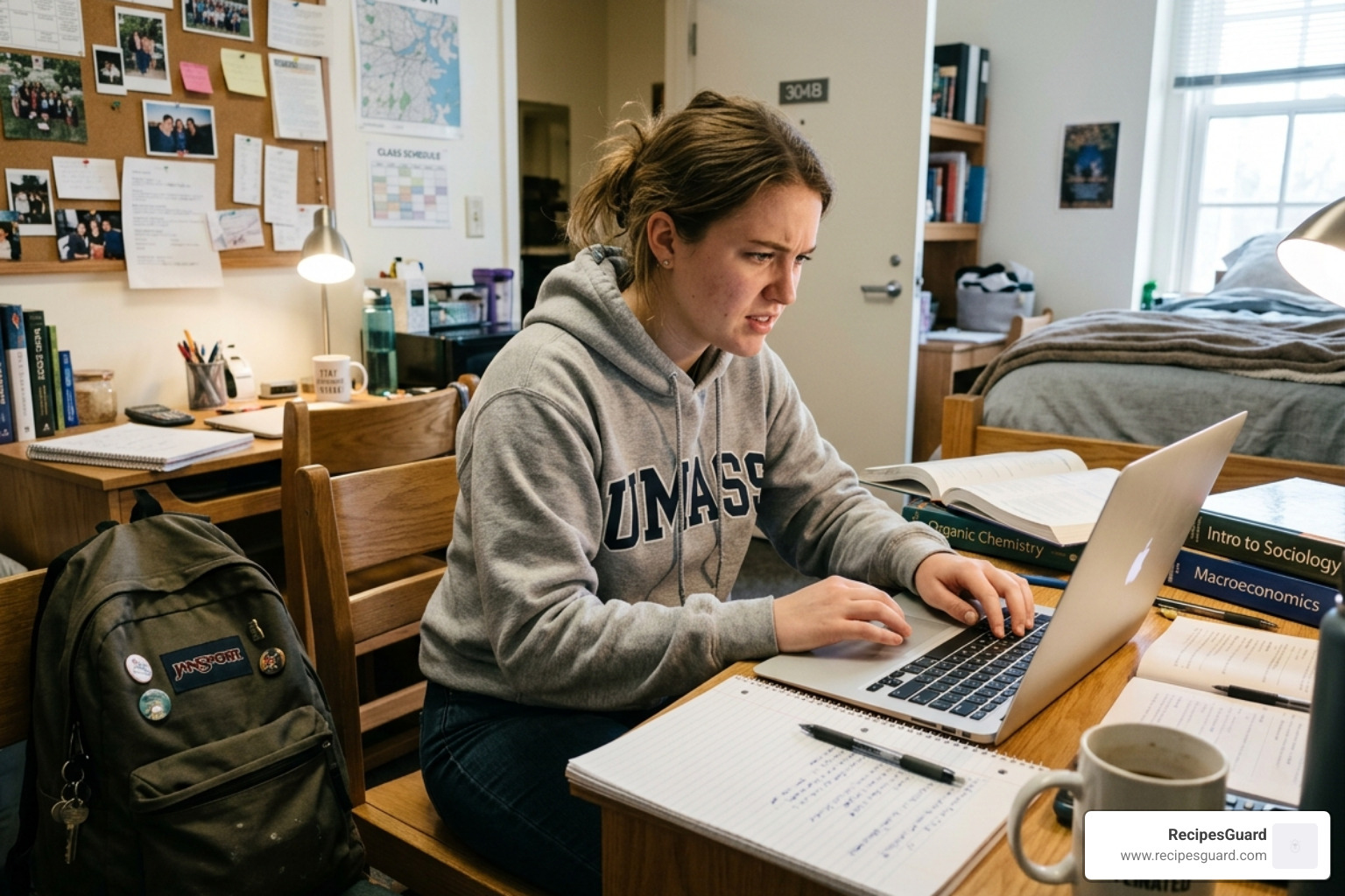 student filling out an online insurance claim form - lost phone claim student