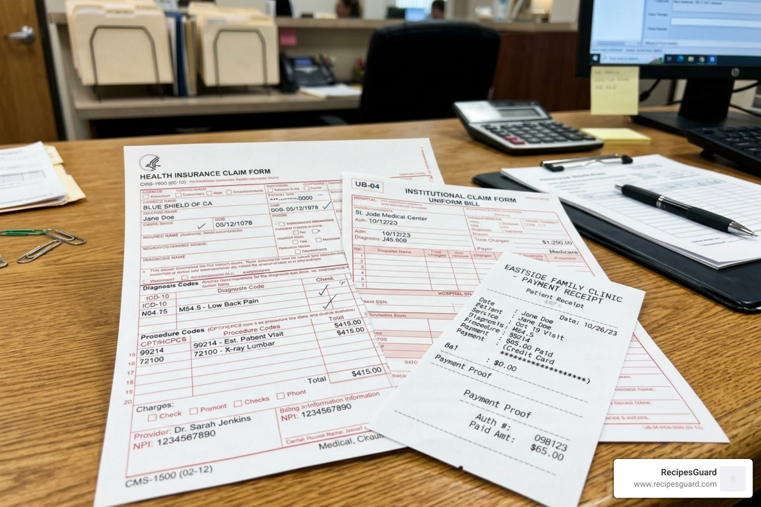 itemized medical billing forms and receipts - insurance claim process student