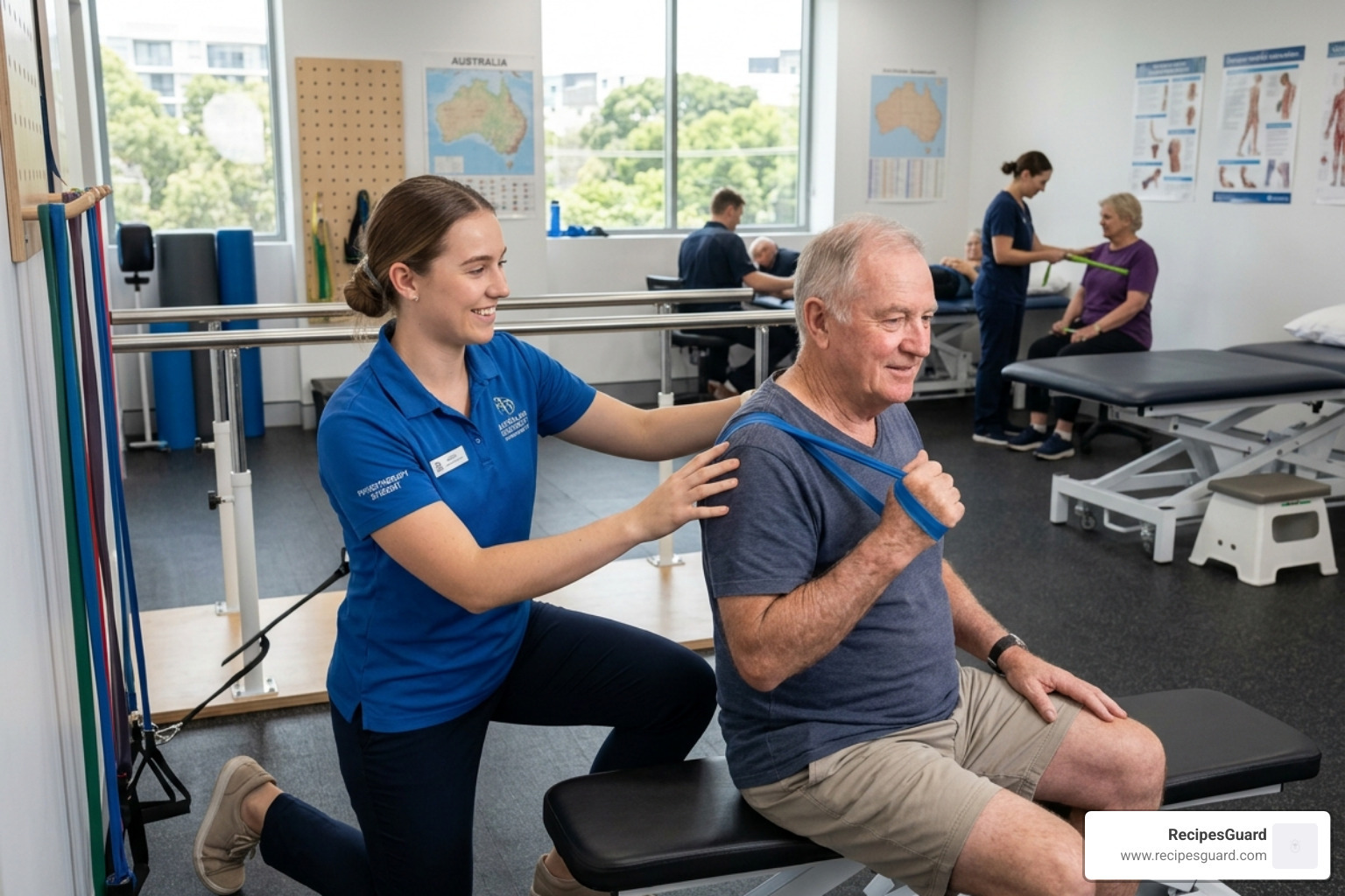 Student successfully submitting a physiotherapy claim on a smartphone while sitting in a clinic waiting room - claim
