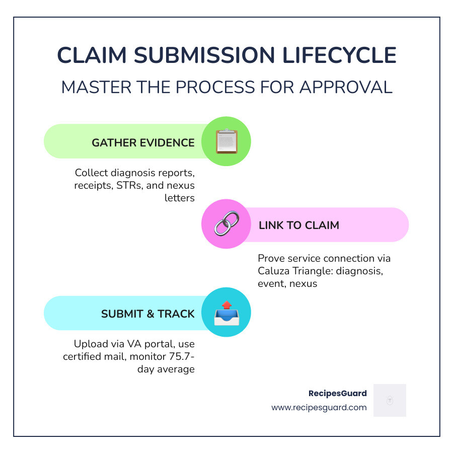2026 claim submission lifecycle: identify claim type, gather documents, link evidence, submit, track - claim evidence