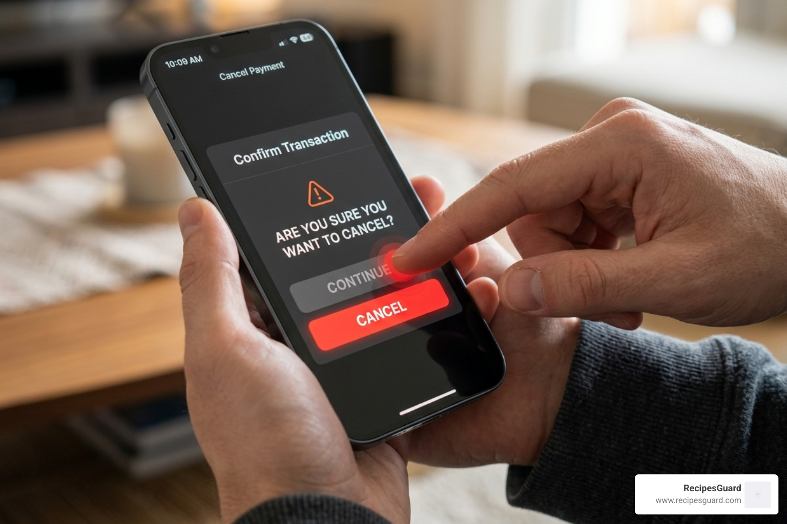 A finger hovering over a digital cancel button on a smartphone screen - covered reasons for trip cancellation expedia