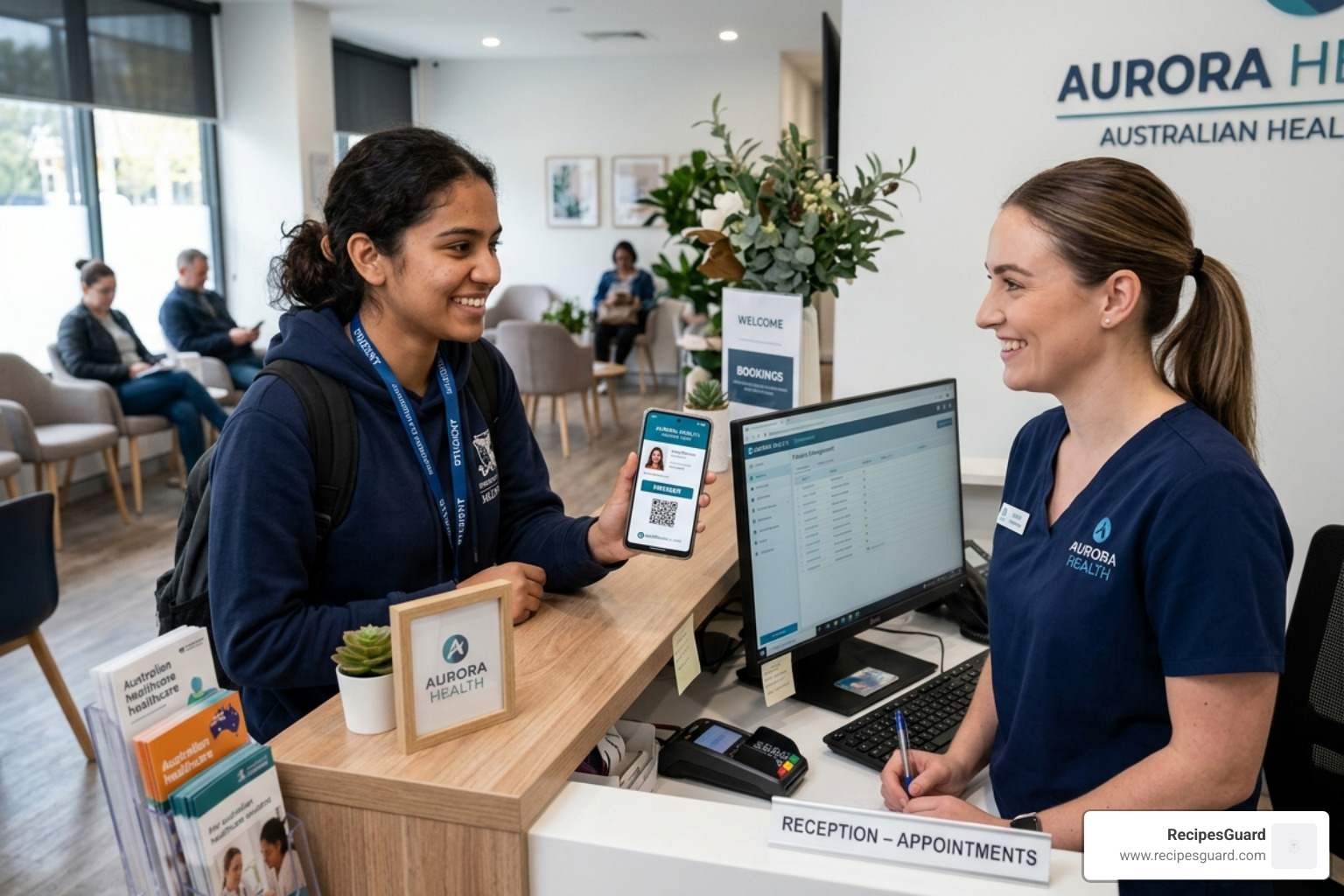 student using a digital membership card at a clinic - easy student insurance claim filing Australia