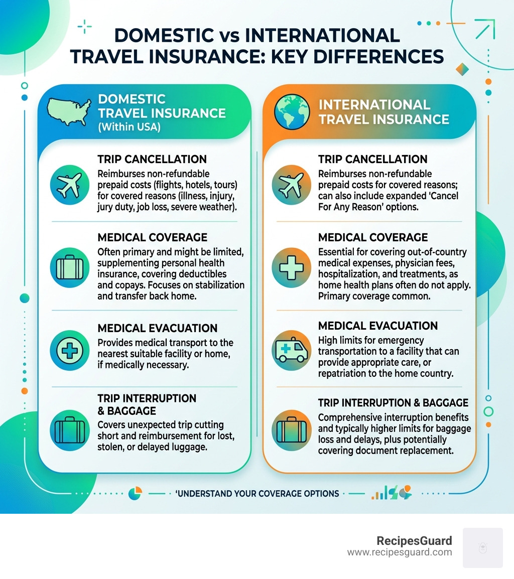Key differences between domestic and international travel insurance coverage types - domestic trip cancellation insurance