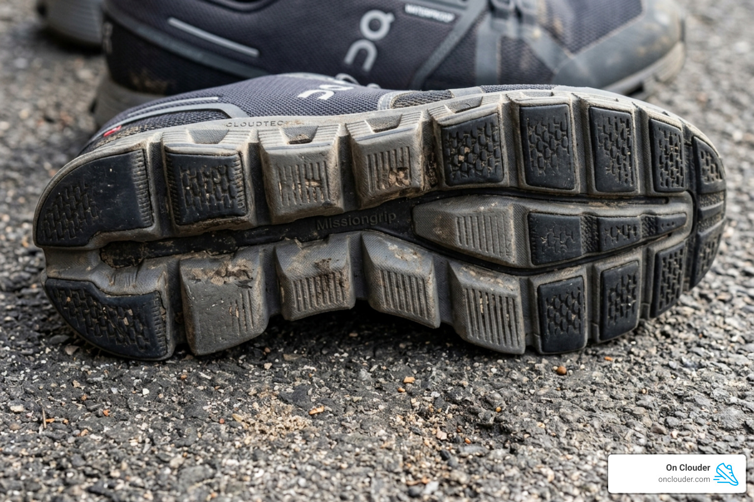 outsole showing CloudTec pods and wear patterns - on cloud waterproof review outsole showing CloudTec pods and wear patterns - on cloud waterproof review