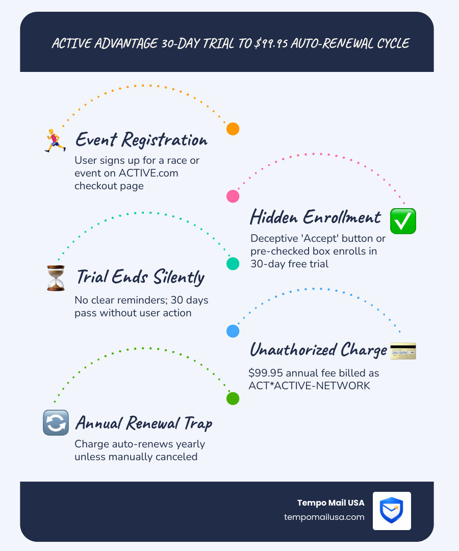 Active Advantage 30-day free trial to $99.95 auto-renewal cycle infographic - active advantage scam infographic Active Advantage 30-day free trial to $99.95 auto-renewal cycle infographic - active advantage scam infographic