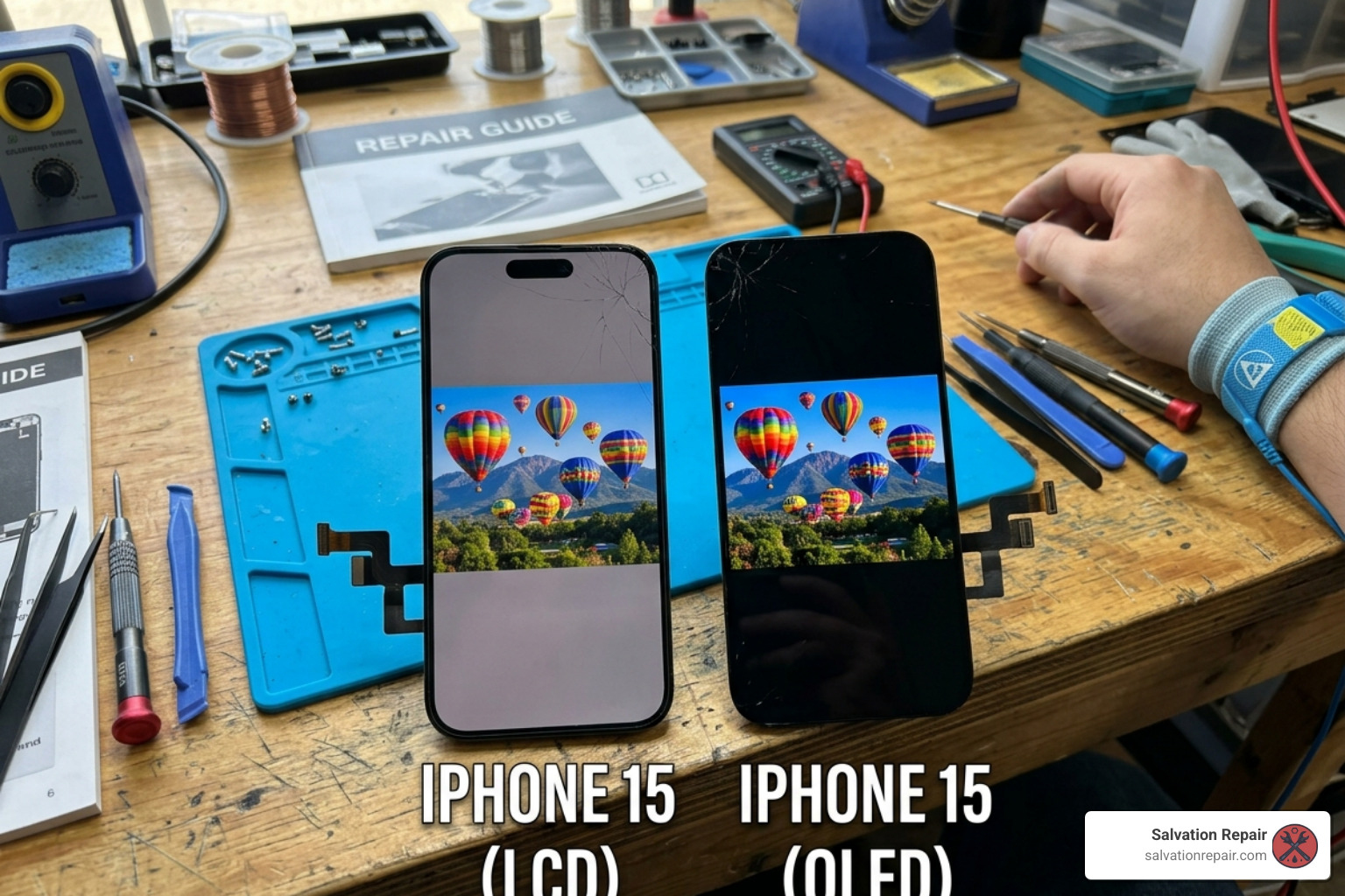 comparing LCD and OLED screens for iPhone 15 repairs - iPhone 15 screen repair Laurel