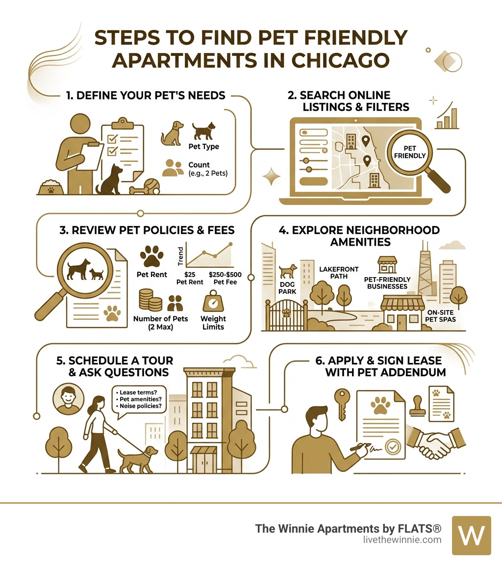 Steps to find pet friendly apartments in Chicago infographic - Pet friendly apartments Chicago infographic Steps to find pet friendly apartments in Chicago infographic - Pet friendly apartments Chicago infographic