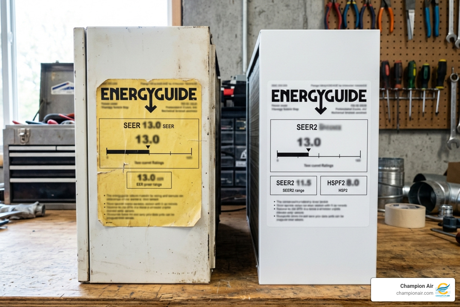 Comparing old SEER labels with new SEER2 EnergyGuide stickers - seer2 rating explained for homeowners