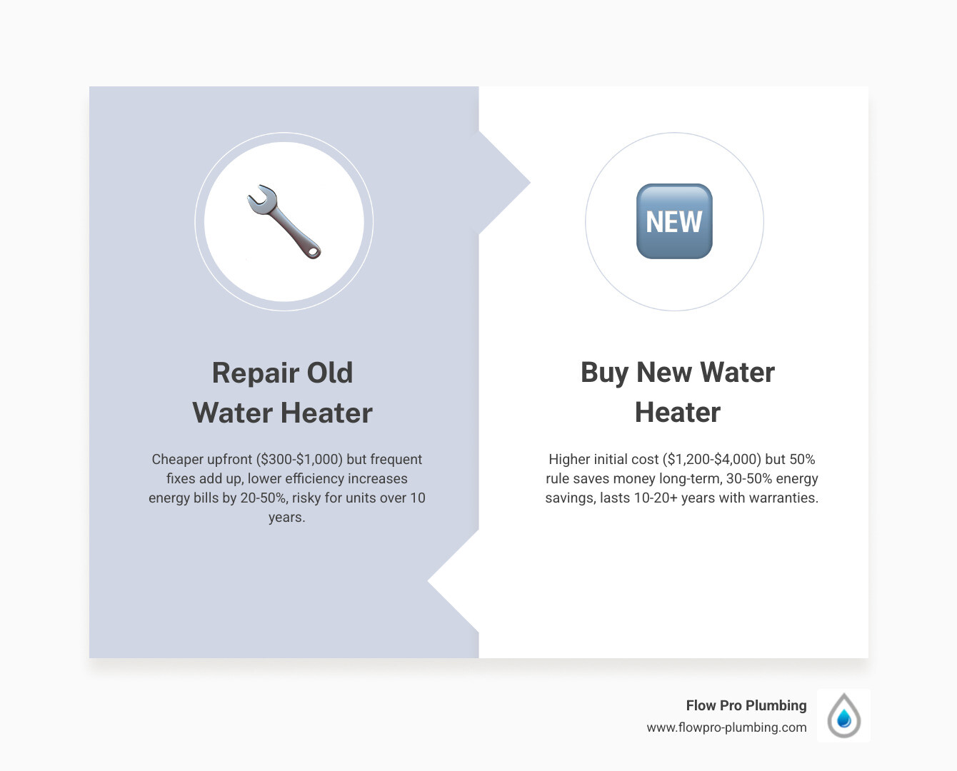 repair vs replace water heater decision matrix infographic for homeowners - cost of repairing old water heater vs buying new repair vs replace water heater decision matrix infographic for homeowners - cost of repairing old water heater vs buying new