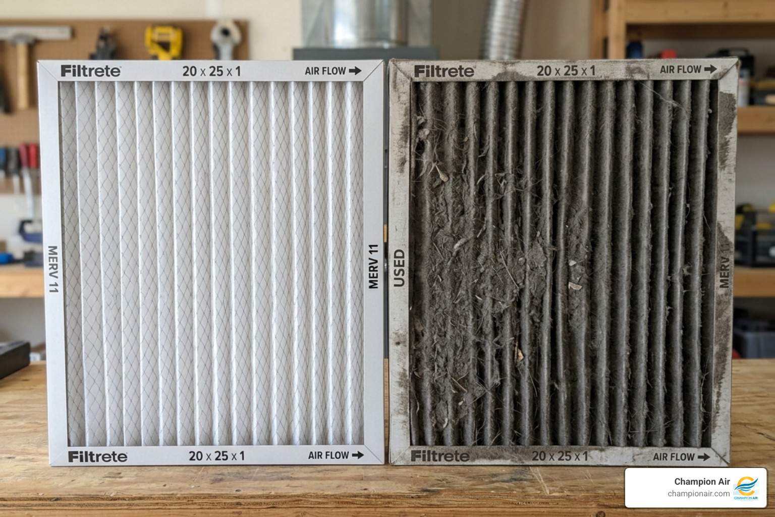 dirty air filter vs clean air filter comparison - why is my ac running but not cooling