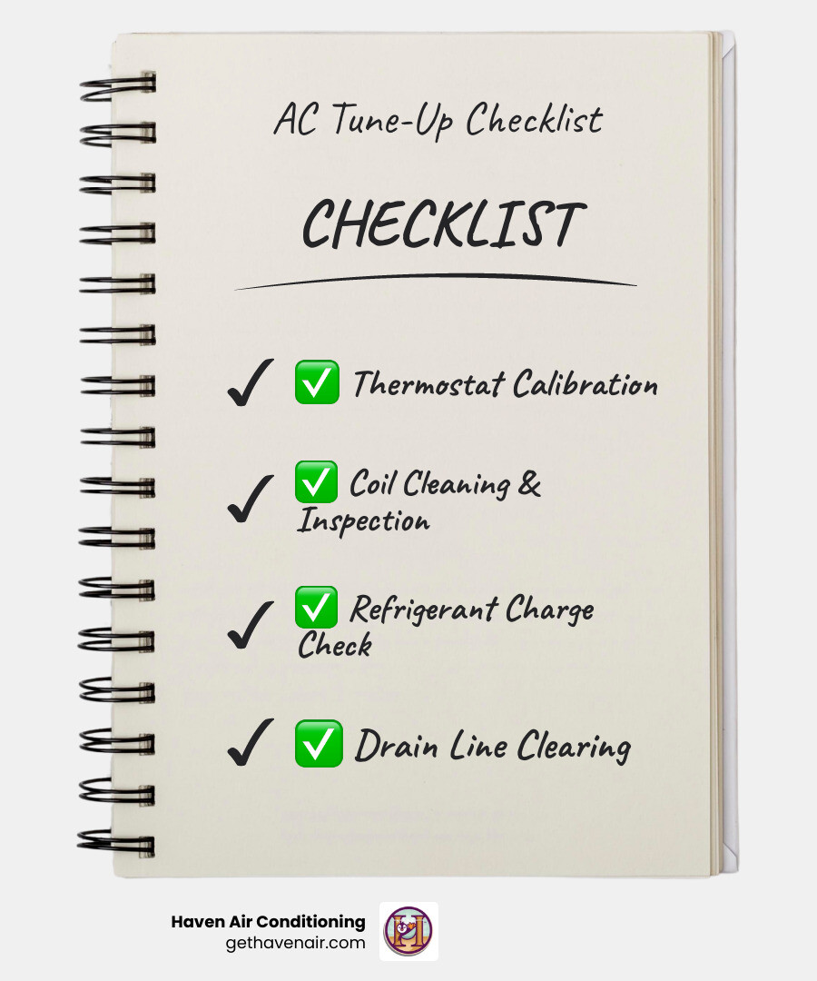 12 to 20 point professional AC tune-up checklist infographic showing all technician inspection steps - ac tune up checklist 12 to 20 point professional AC tune-up checklist infographic showing all technician inspection steps - ac tune up checklist