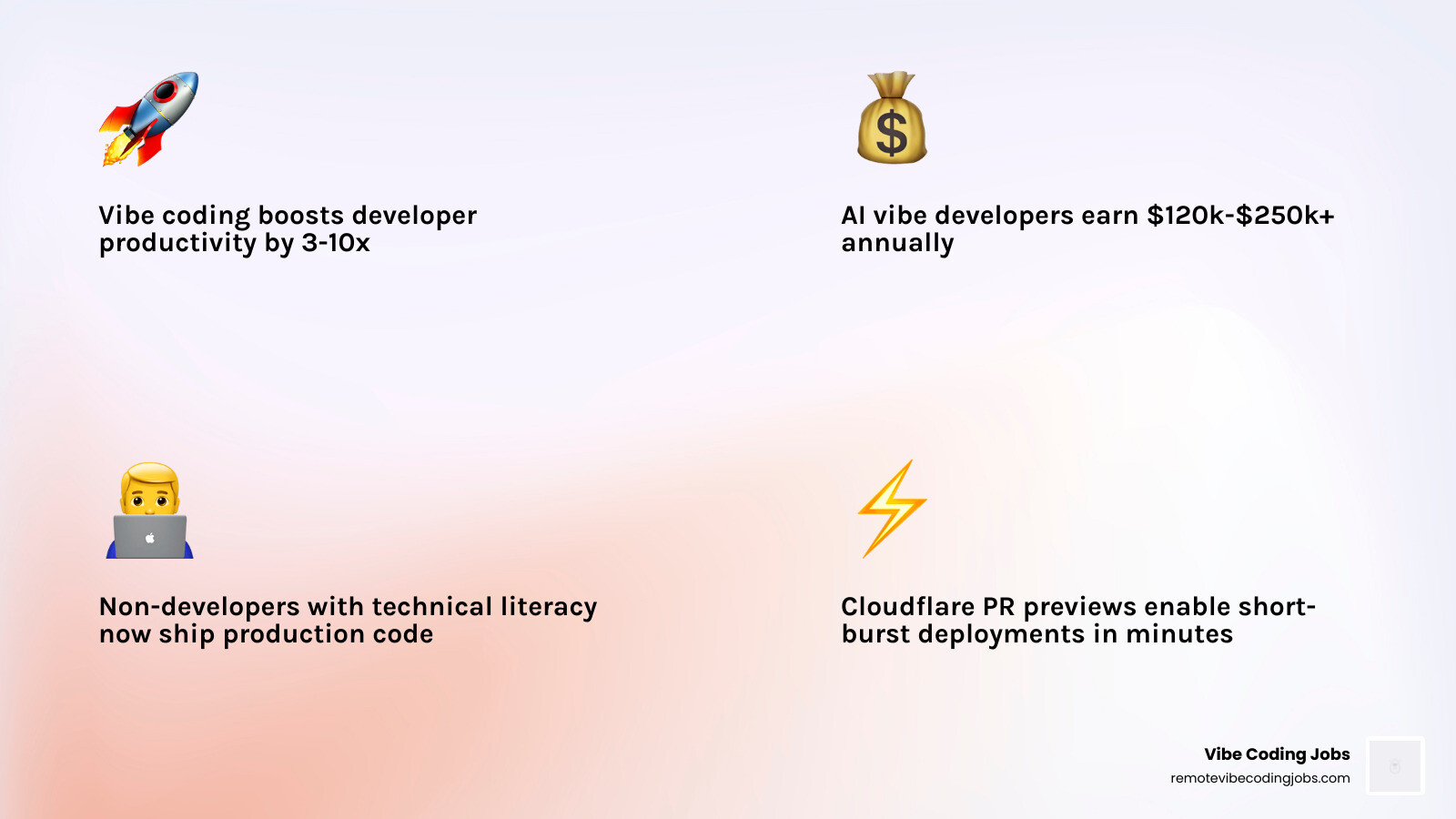 Infographic: Statistics on vibe coding productivity and salary growth - remote ai vibe developer infographic