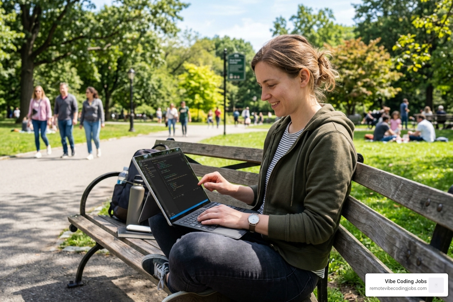 tablet running a cloud-based IDE in a park setting - remote ai vibe developer