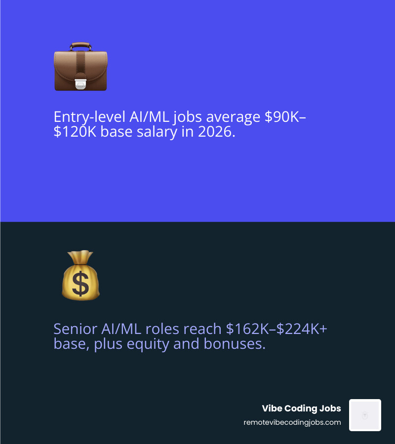 Table comparing AI salaries by experience level - ai machine learning jobs infographic 2_facts_emoji_blue