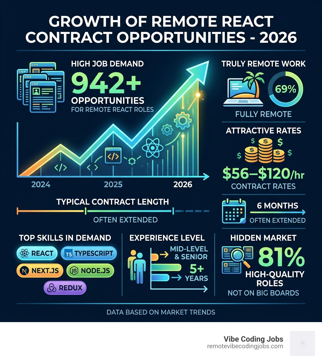 2026 growth of remote React contract opportunities infographic - remote react contract jobs infographic 
