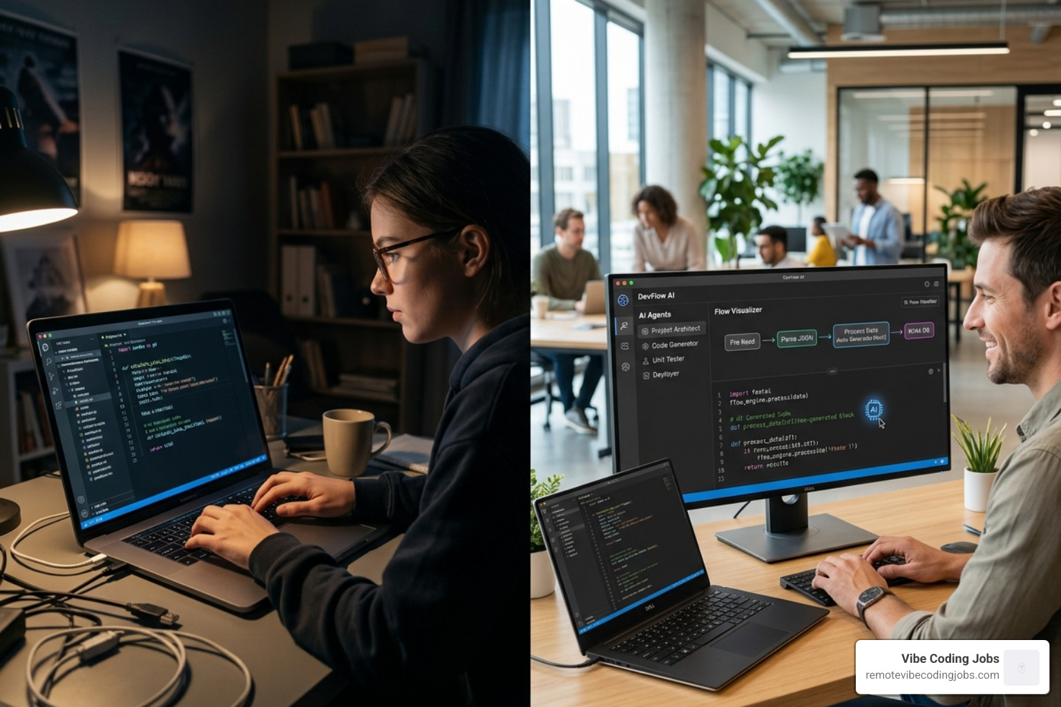 Manual IDE vs Agentic IDE comparing side-by-side workflows - ai software developer Manual IDE vs Agentic IDE comparing side-by-side workflows - ai software developer