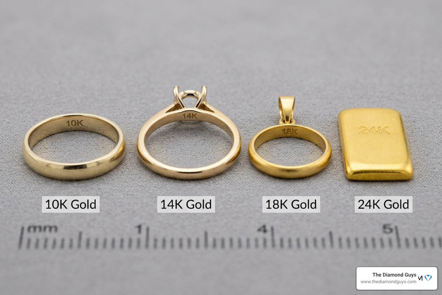 Comparison of different gold karats from 10K to 24K - best gold buyers near me Comparison of different gold karats from 10K to 24K - best gold buyers near me