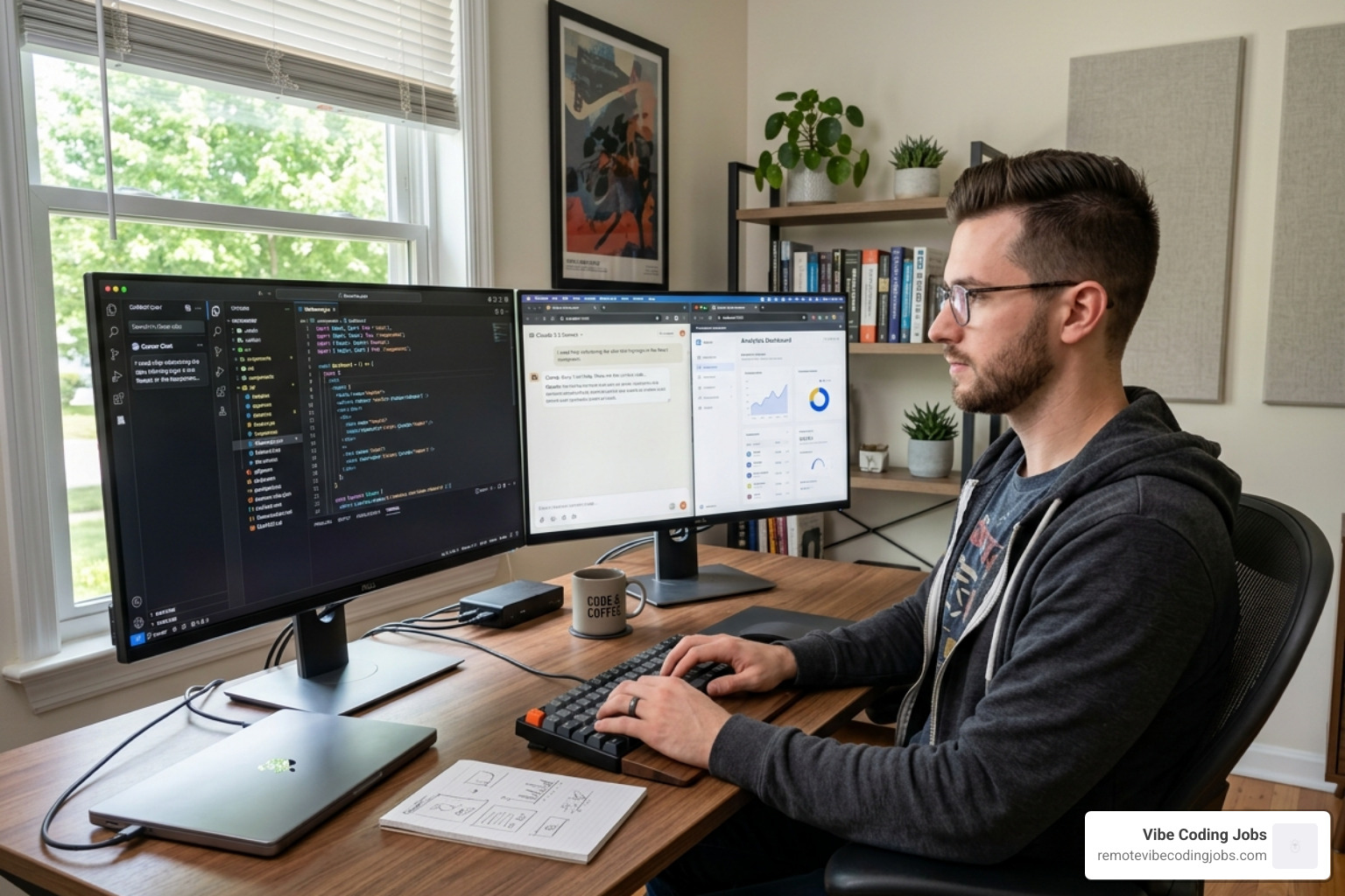 Developer using Cursor and Claude to build a React application - remote react developer jobs