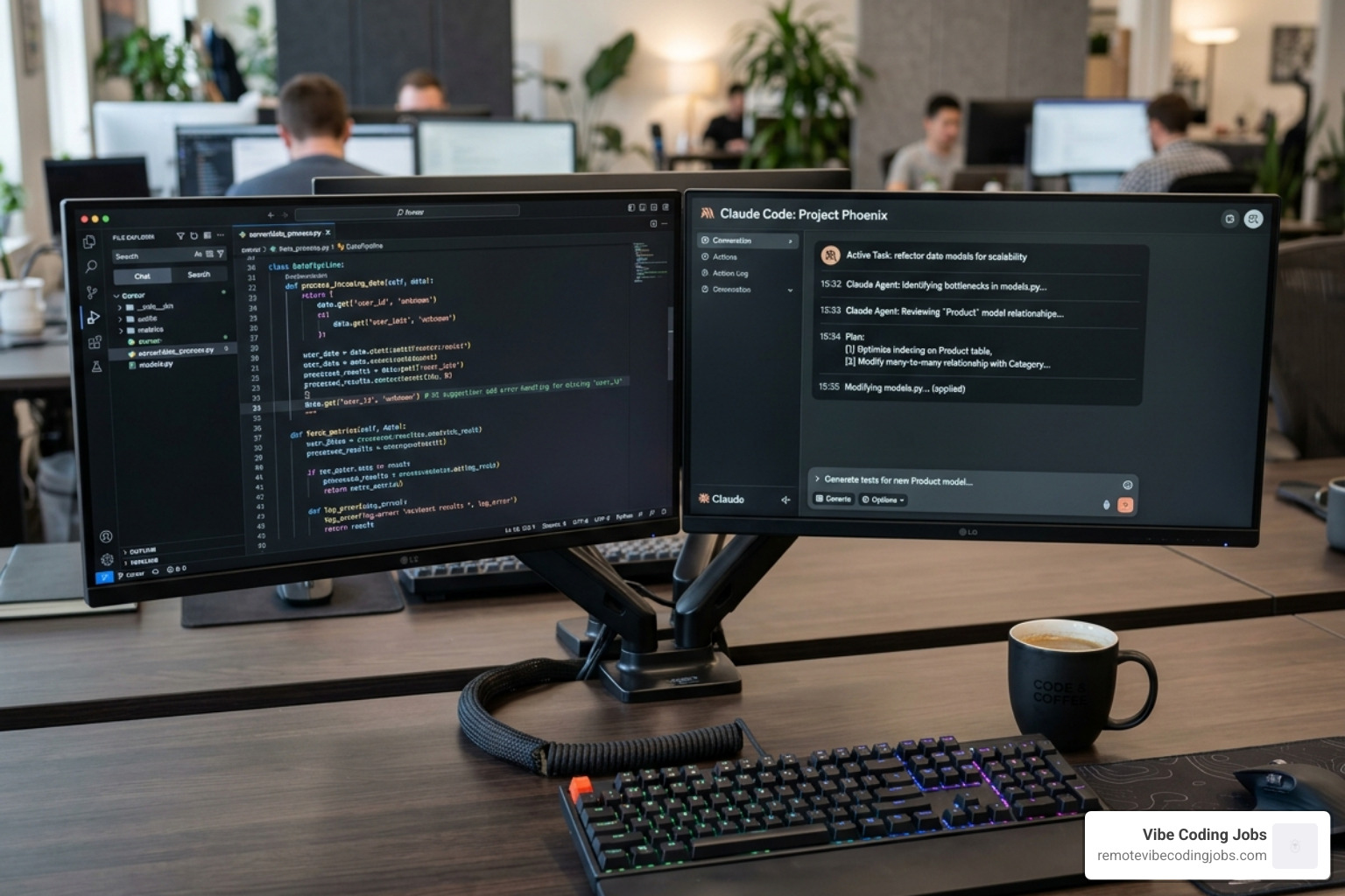 Modern AI coding tool interfaces showing Cursor and Claude Code - ai enhanced developer jobs