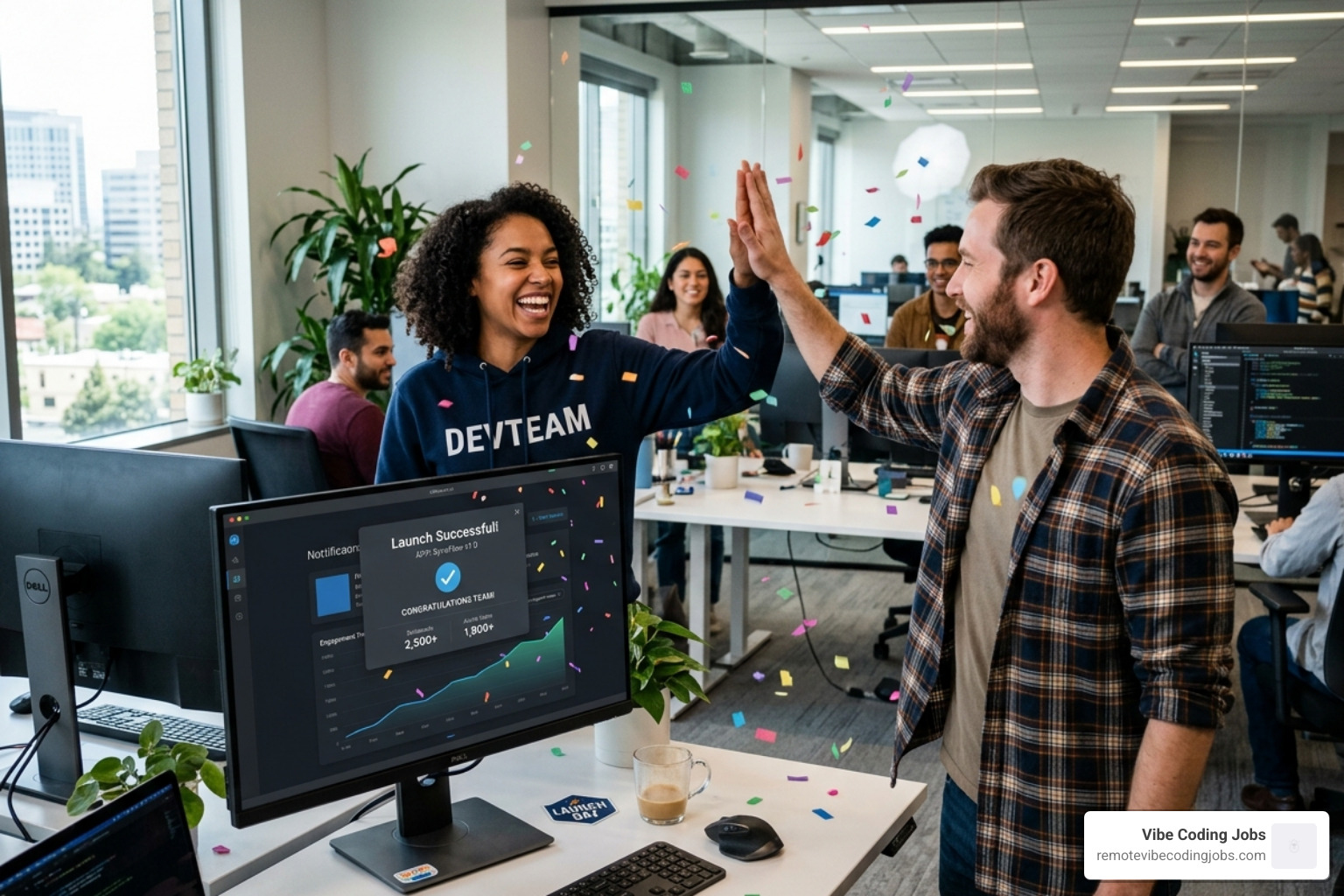 A successful app launch celebration screen generated by AI - free vibe coding tools