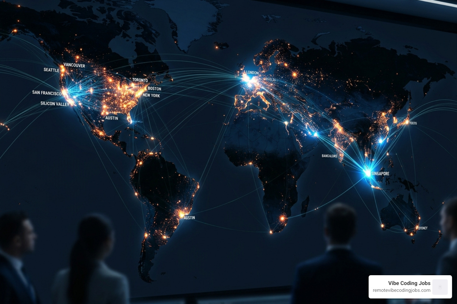 Global map showing remote talent distribution and AI strategy hubs - ai playbook remote jobs