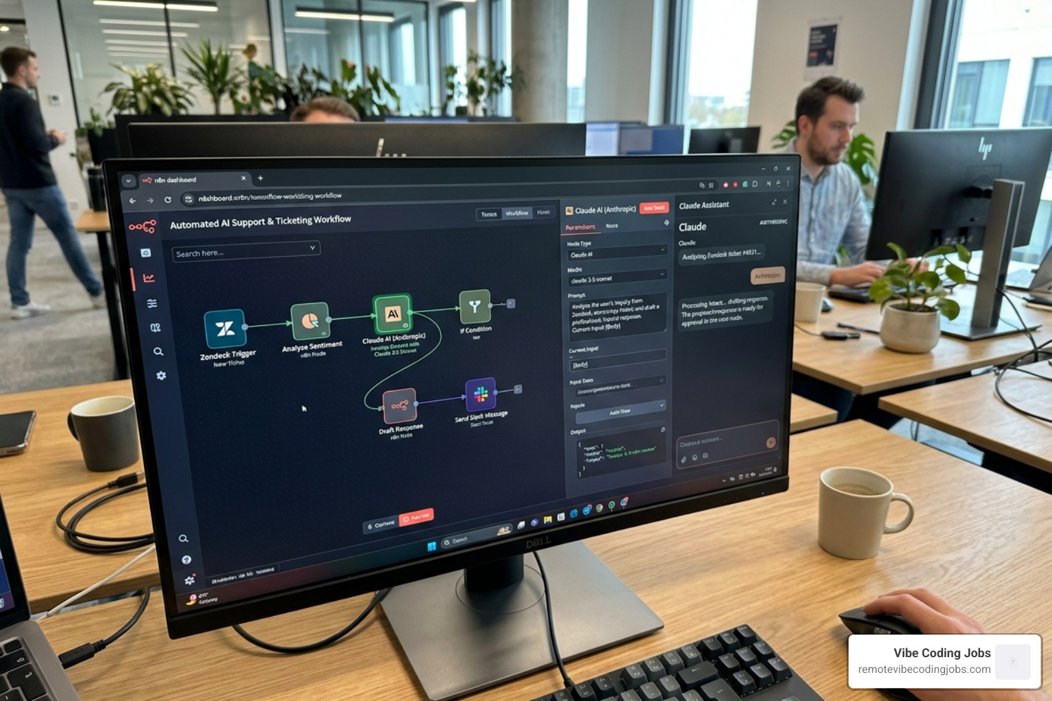 Software interface showing n8n and Claude integration for automated workflows - ai playbook remote jobs