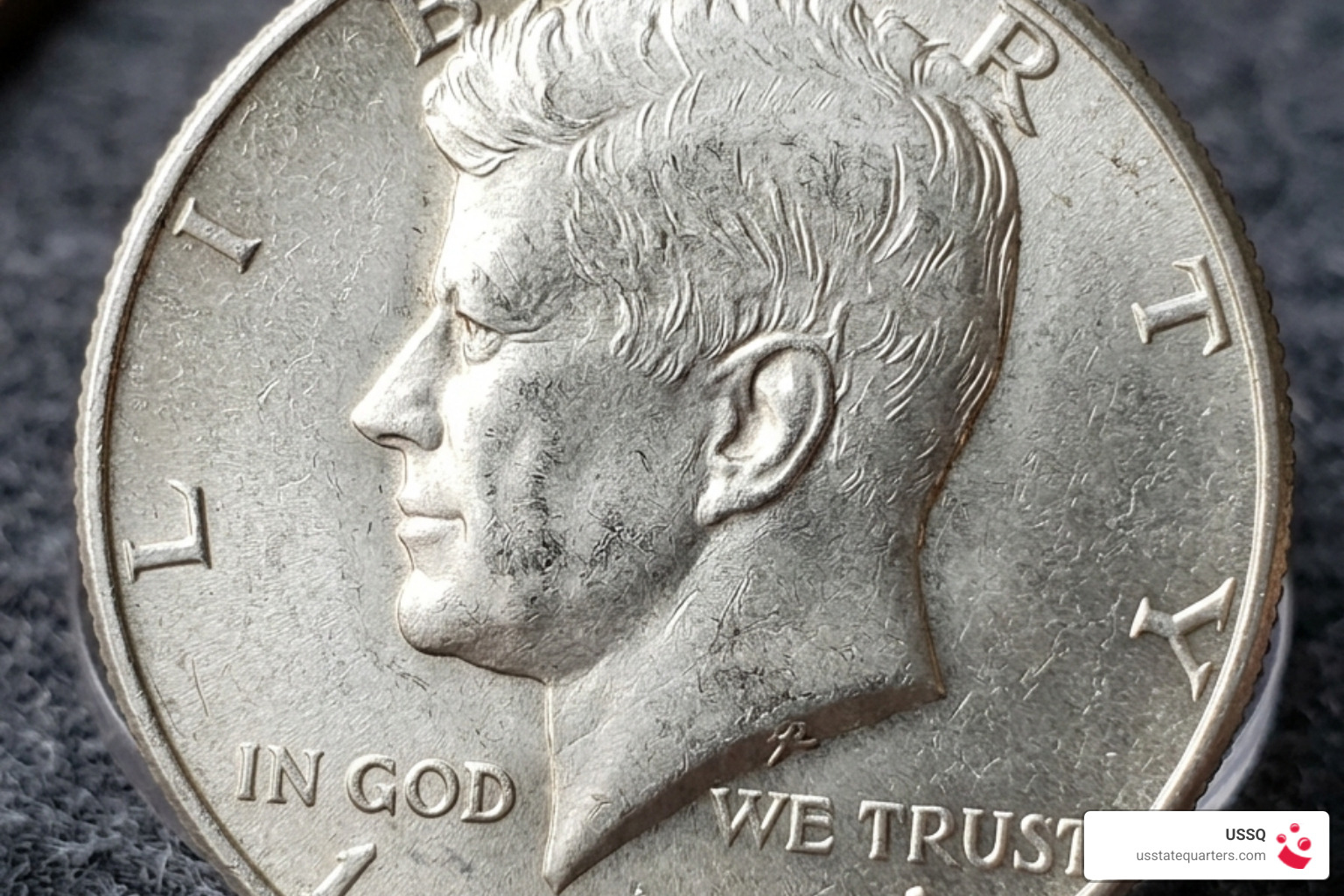 Gilroy Roberts' obverse design featuring the profile of John F. Kennedy - Kennedy half dollars