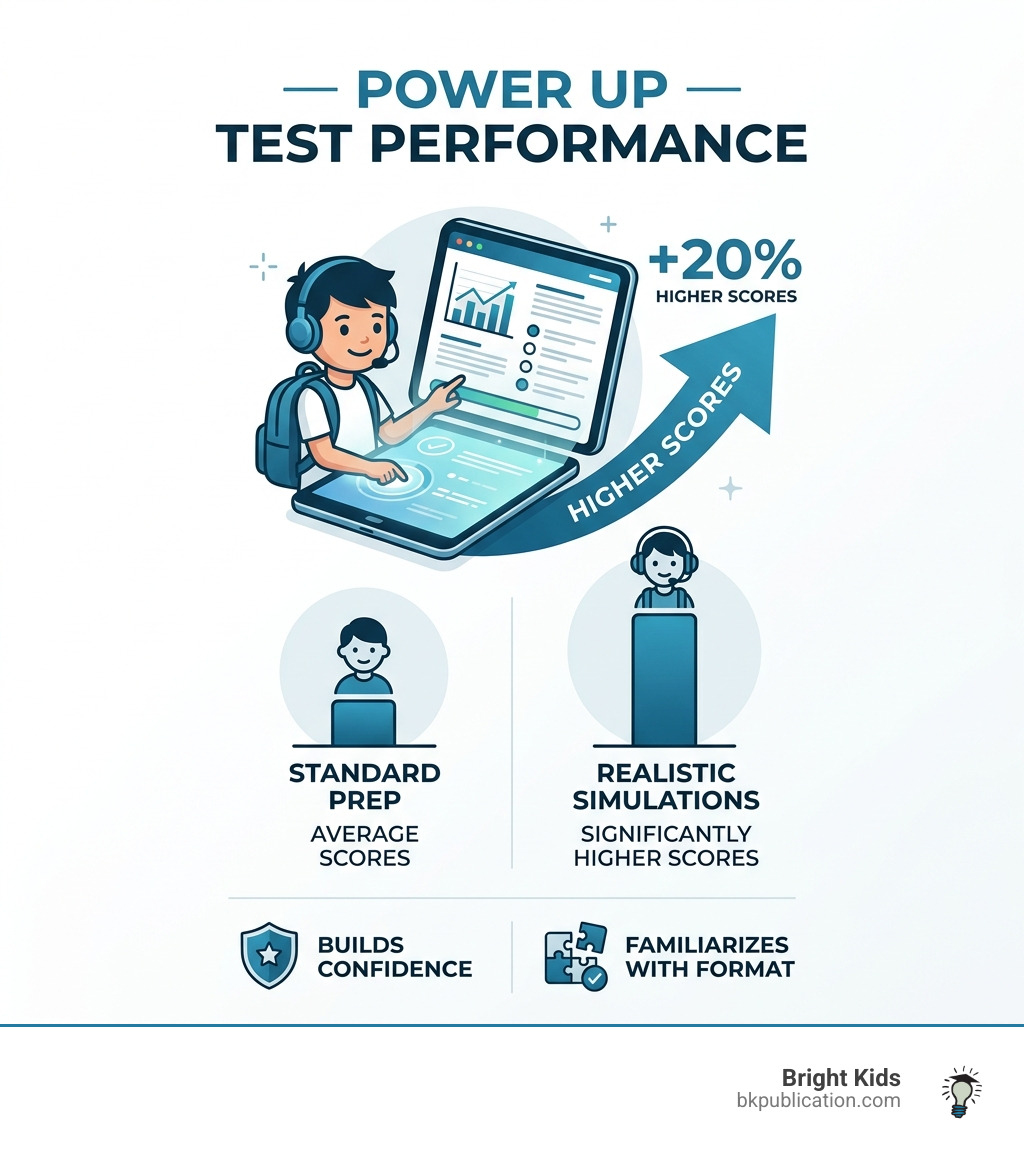 A statistic showing that children who practice with realistic simulations score 20% higher on average - gifted child test