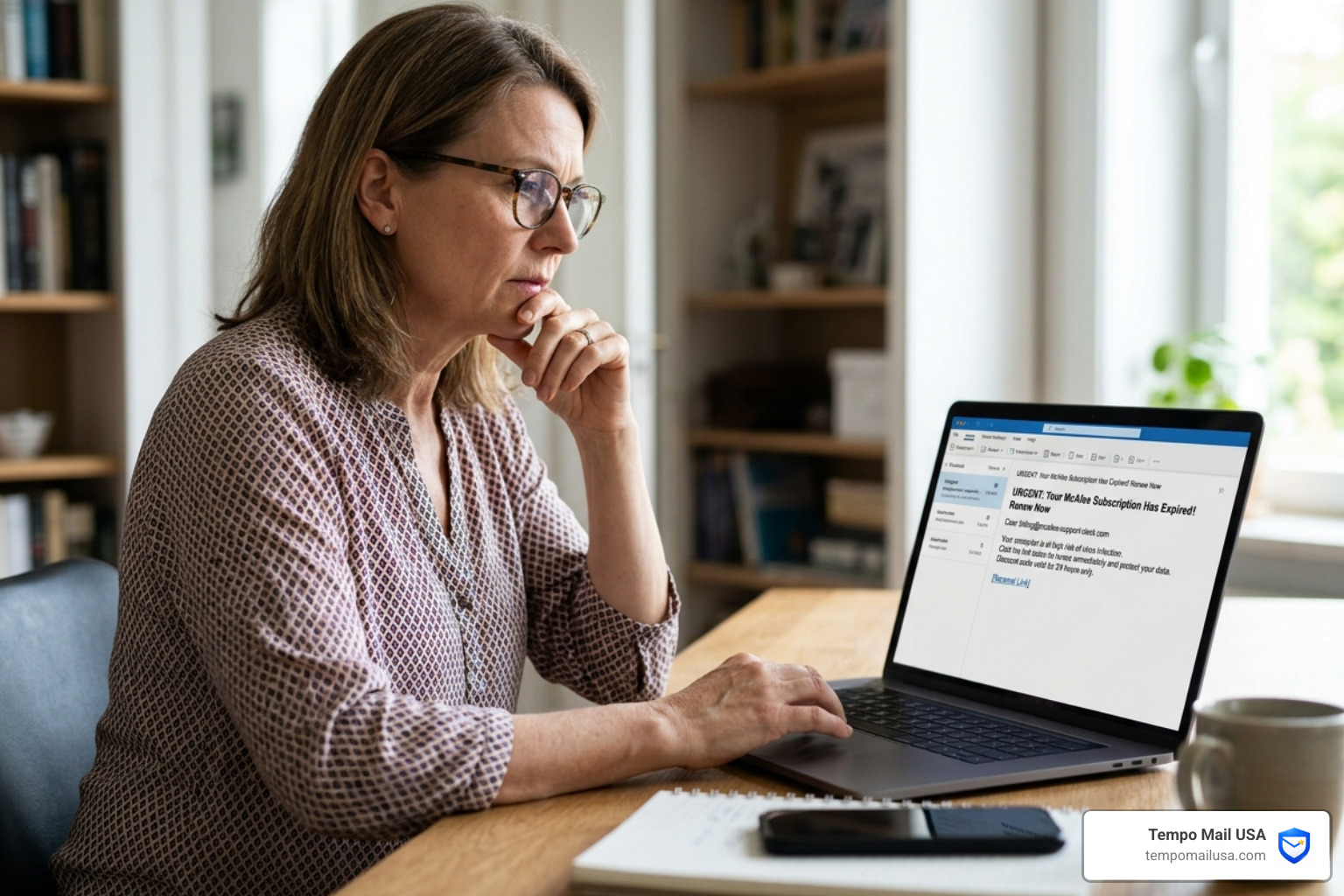Red flags in a phishing email header showing mismatched domains - mcafee scam email