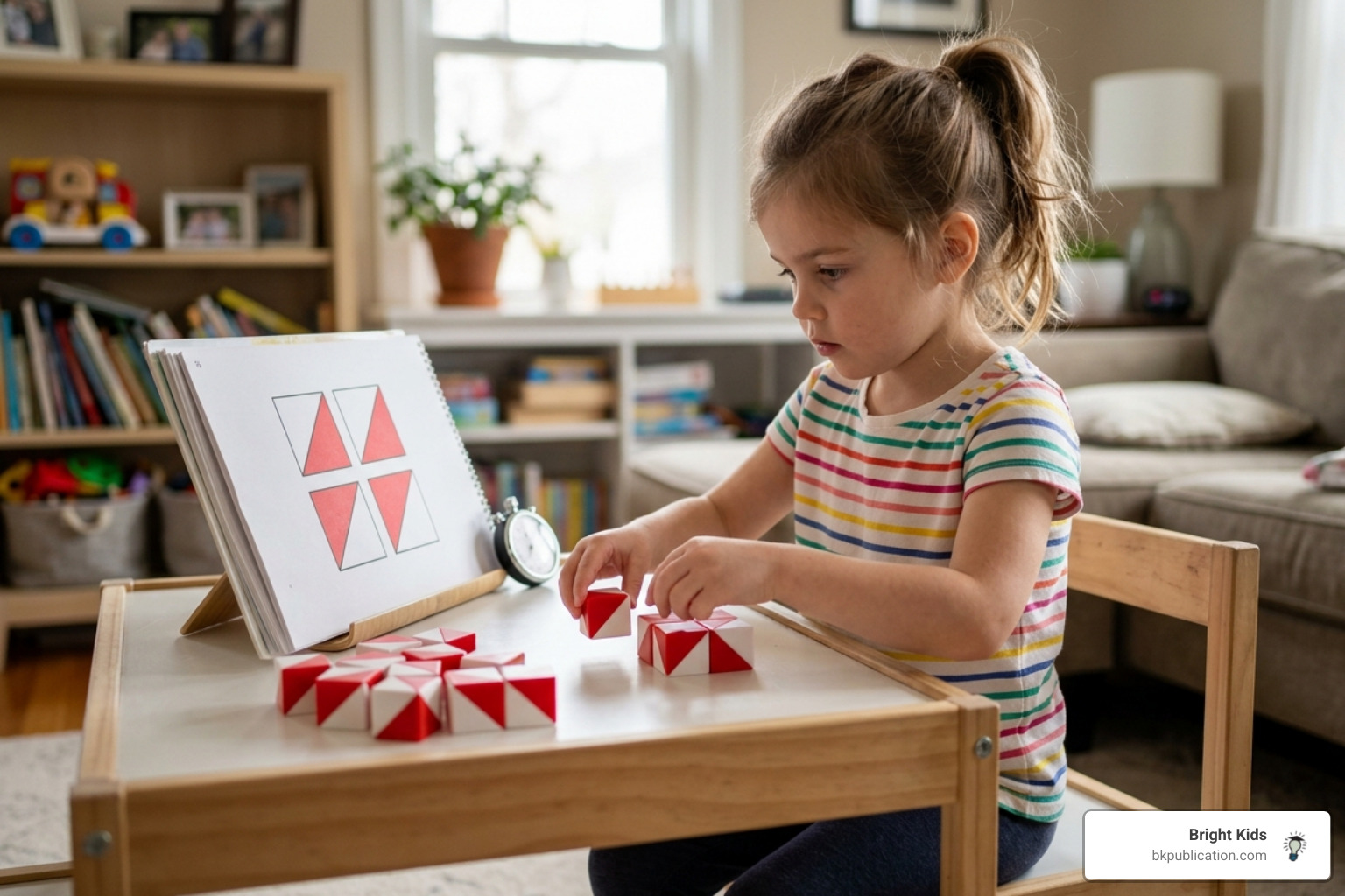 child looking at a stimulus book and arranging red and white blocks - wppsi iv block design child looking at a stimulus book and arranging red and white blocks - wppsi iv block design