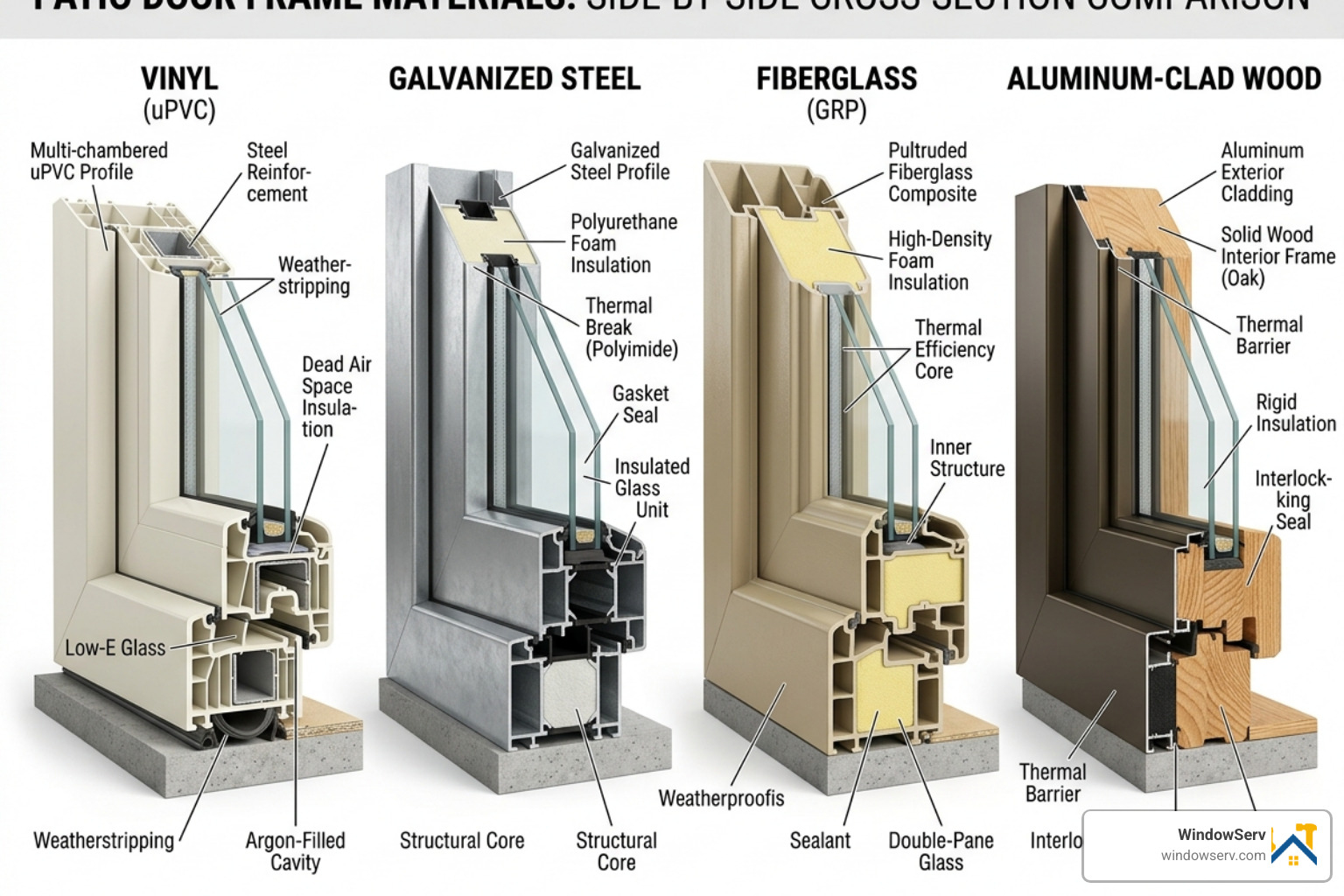 frame material cross sections - patio door frame replacement frame material cross sections - patio door frame replacement