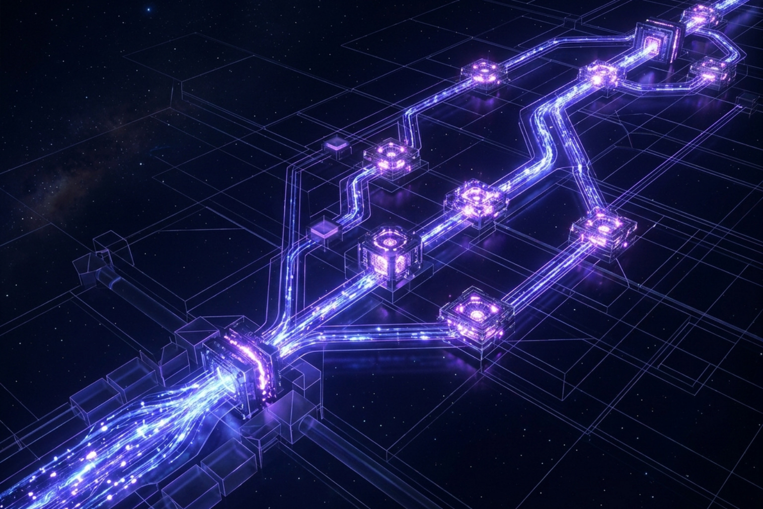 automated content pipeline with circuits and light - artificial intelligence marketing