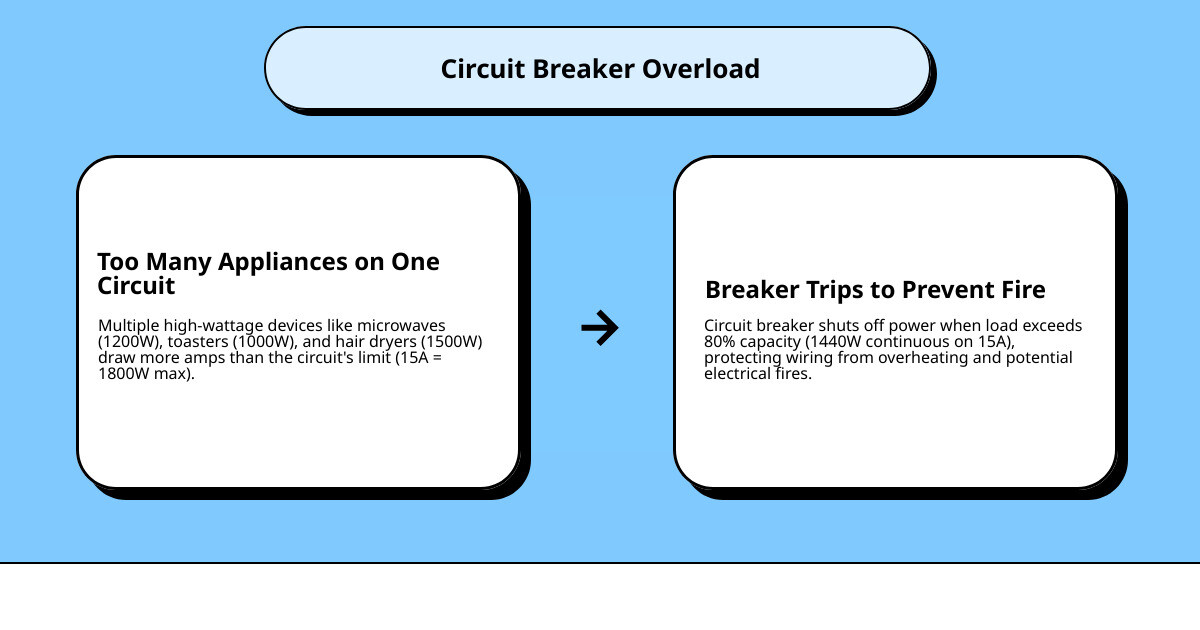 infographic showing how a circuit breaker protects your home from appliance overloads - can too many appliances trip a infographic showing how a circuit breaker protects your home from appliance overloads - can too many appliances trip a