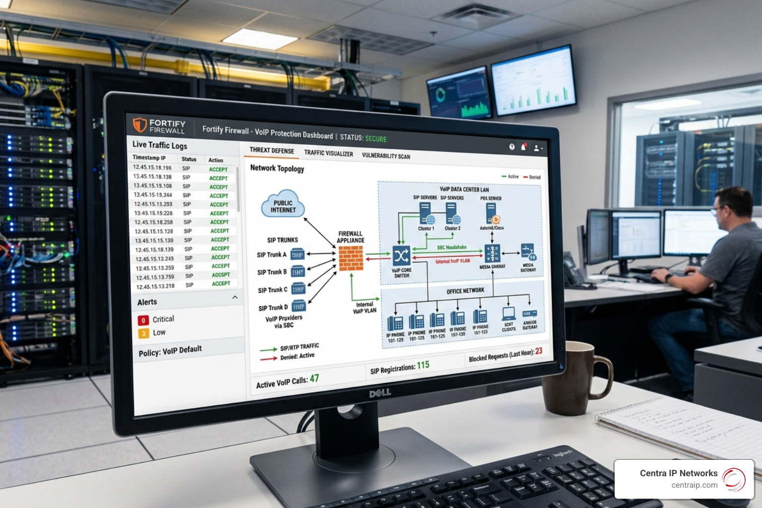 Cybersecurity firewall protecting a VoIP network - free sip trunking Cybersecurity firewall protecting a VoIP network - free sip trunking