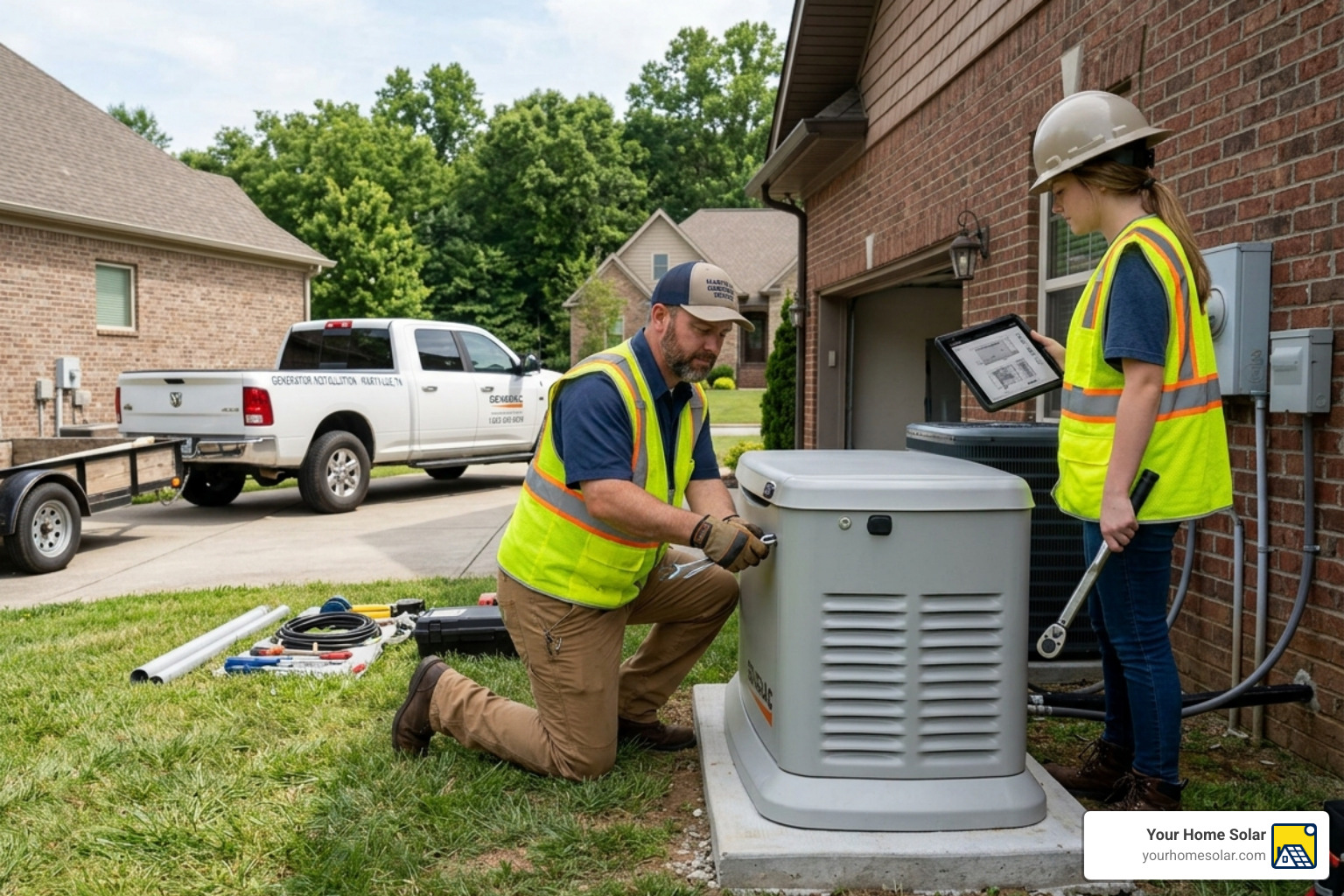 Licensed electrician working on a Maryville home electrical panel - generator installation maryville (geo) Licensed electrician working on a Maryville home electrical panel - generator installation maryville (geo)